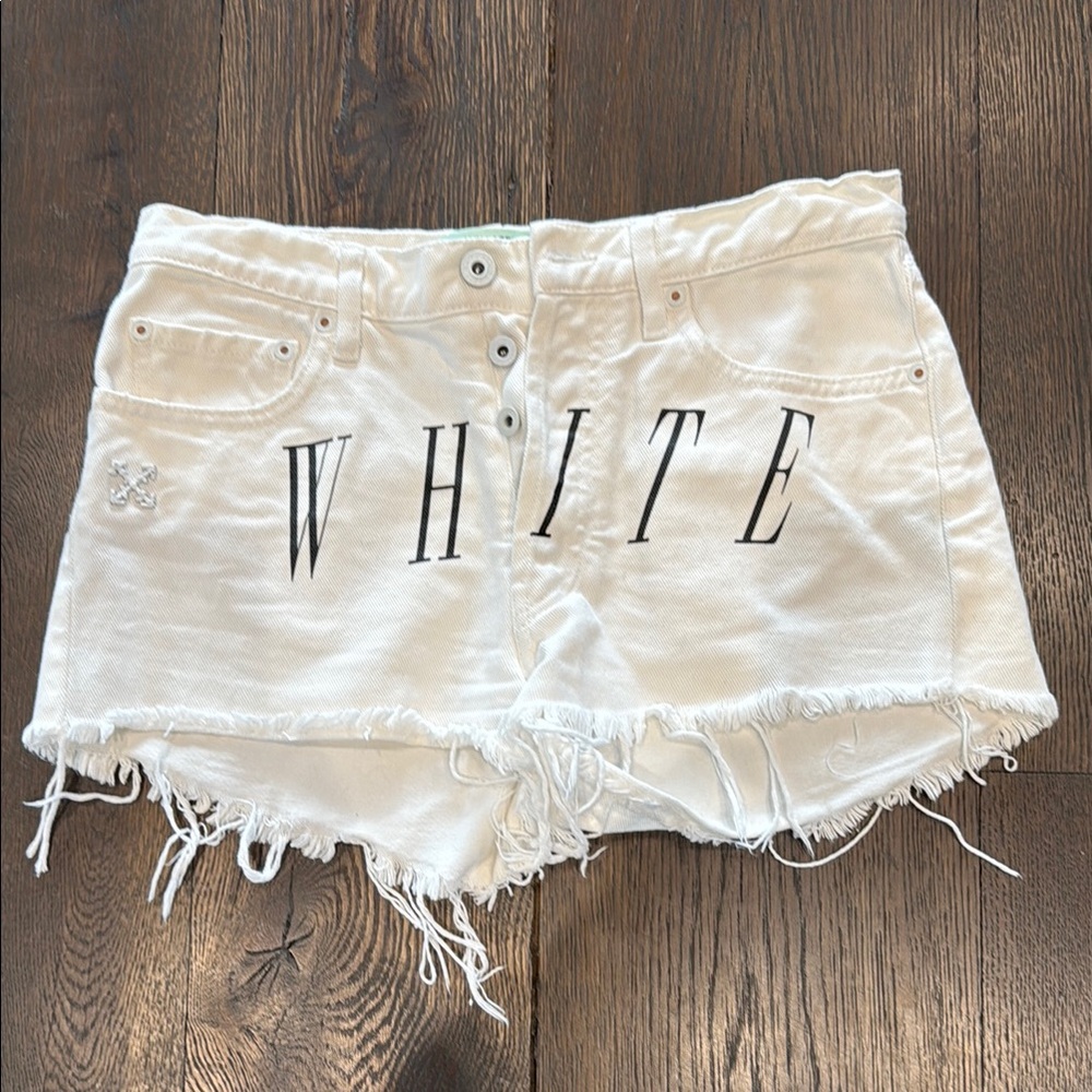 OFF-WHITE White Denim Women's Shorts